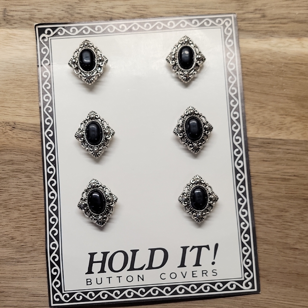 Silver and Black Button Covers